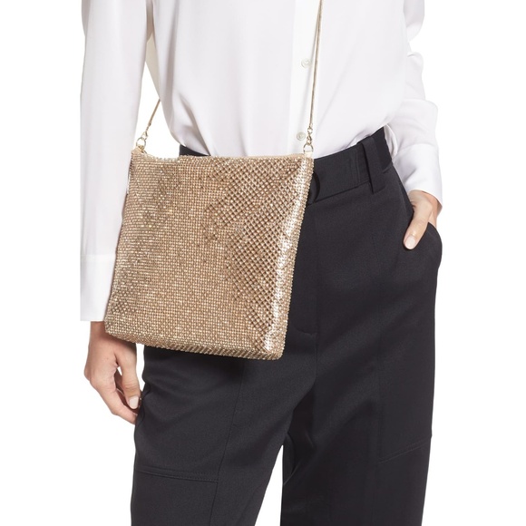 Nordstrom Handbags - Nordstrom Gold Tone Mesh Clutch Crossbody Handbag